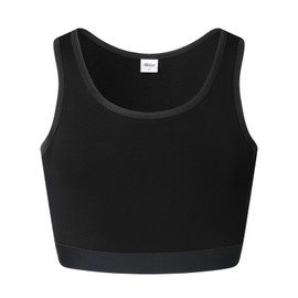 JARAZIN Chest Binder FTM for Women Cotton Elastic Pullover Half Breathable Breast Trans Binder Bra Tank Top (Large, Black)