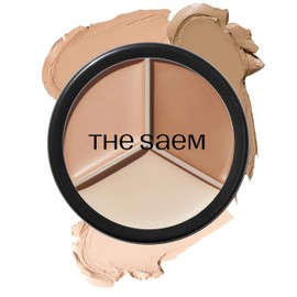 THESAEM THE SAEM Cover Perfection Triple Pot Concealer ? Color Concealer with Full Coverage Natural Beige Shade Covers Blemishes Spots, Highlighter & Contouring, 02 Contour Beige