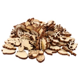 EXCEART 200pcs Unfinished Wood Cutout Set Rustic Wood Forest Animal Leaf Mushroom Craft Pieces Slice Embellishment for Home Wedding Decor DIY Jewelry Making