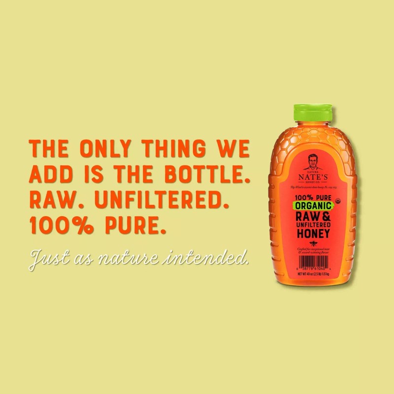 Nature Nate's 100% Organic Pure Raw and Unfiltered Honey 40