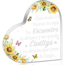 Spanish Dad Birthday Gifts - Regalos para Papa Heart  Plaque for Office Desk Decor Keepsake Paperweights Gifts for Dad in Spanish Christmas Father's Day Gifts for Dad from Daughter Son - Color: Inspirational