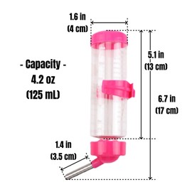2 PCS Cage Water Bottle No Drip Small Animal Water Bottle Pet Water Bottle for Rabbit Guinea Pig Hedgehog Squirrel Hamster and Other Small Animals