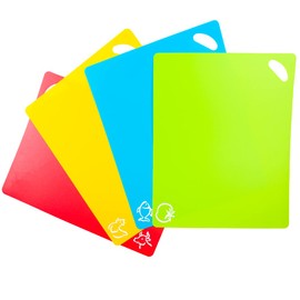 Kimmoker Flexible Cutting Boards Set, Cutting Board Mats for Cooking, 2 Pack Colored Cutting Board Set with Easy-Grip Handles, Flexible Plastic Cutting Sheet Set of 4 (2)
