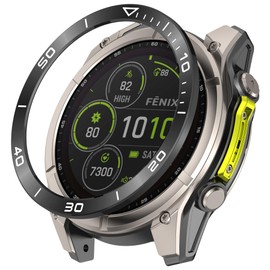 Bezel Rings Compatible with Garmin Tactix 8 AMOLED 47MM 51MM Bezel Metal Round Cover Anti-Scratch Protector Frame Case Loop,Without Screen (Black&Silver, 47MM)