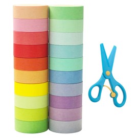 MEMOFYND 20 Pieces Of Washi Tape And 1 Piece Of Plastic Scissors, Minimalist Tape, Diy Craft Accessories, Scrapbooking Tape