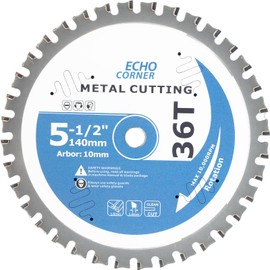 Echo Corner 5-1/2-Inch (10mm Arbor) Metal Cutting Circular Saw Blade, Fast Fine Cut Mild Steel, Angel Iron, Ferrous Sheet/Plate/Tube, Non-Ferrous, Aluminum, Copper, Plastic, MDF, Multi-Materials