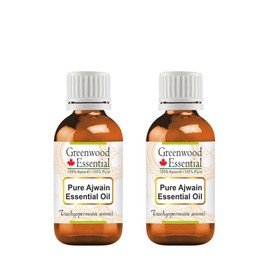 Greenwood Essential Pure Ajwain Essential Oil (Trachyspermum ammi) Steam Distilled (Pack of Two) 30ml X 2 (2 oz)