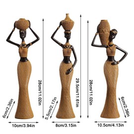 Rayberro African Women Sculpture,11.02" Black Women Figure Figurine Tribal Lady African American Women Statue Home Decor Collectible Art Crafts Vintage Tabletop Ornaments Decorations Gift (C)