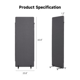 Real Relax Freestanding Room Divider, 24" x 66" Privacy Divider, Single Panel Cubicle Divider with Fixed and Sliding Feet, Removable Side Zipper, for School, Office, Hospital, Living Area, Library