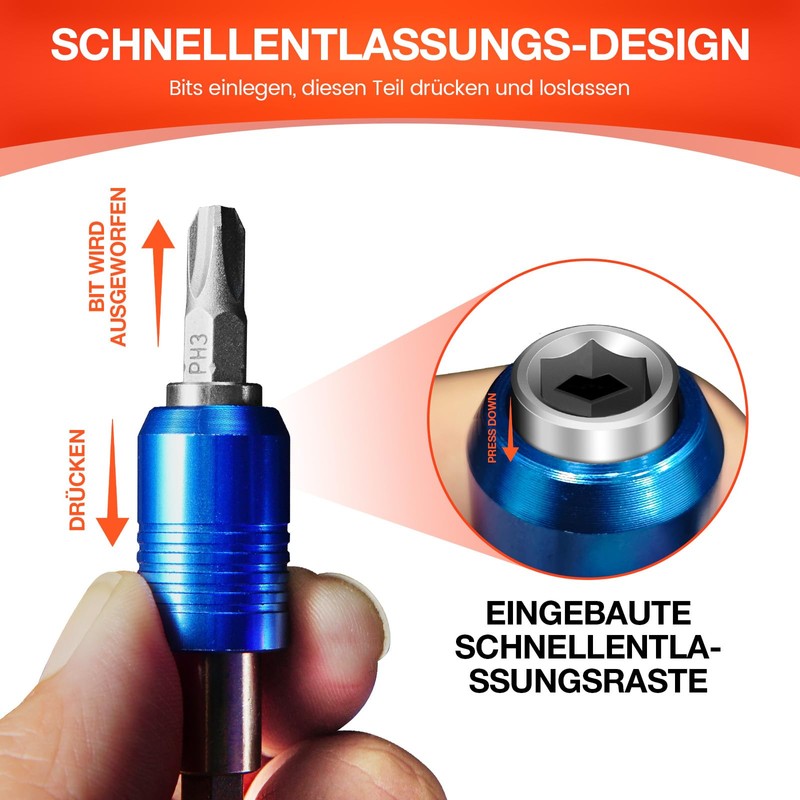 2 pieces magnetic quick-change impact bit holder, 4 inch bit