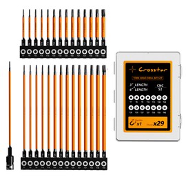 Crosstar 3" and 6" Impact Long Torx Bit Set 29pc (TT7-TT40) S2 Steel Security Tamper Proof Star Bits, 1/4" Hex-Shank Magnetic Holder & Storage Box w/Magnetizer