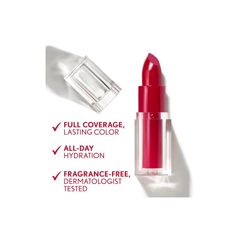 COVERGIRL Clean, Labial Satinado, 590 Mulberry, Hidratación 24H, 3.5 g