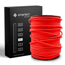 smartect Fabric Electric Cable, Red, 5 Metre Vintage Lamp Cable, 3-Core (3 x 0.75 mm²), Power Cable, Covered in Fabric, for DIY Projects