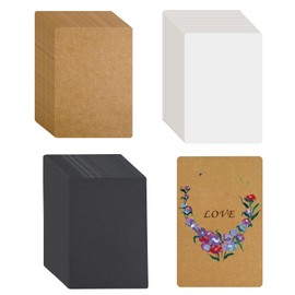 Pack of 150 A6 Kraft Paper Cards, 14.5 x 9.5 cm Blank Postcards, Index Cards Set for DIY for Thank You Cards, Crafts, Wedding Invitations, Graffiti Greeting Cards (Brown/White/Black)