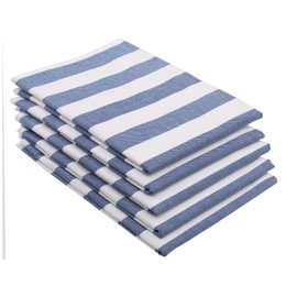 ZOLLNER Set of 5 Cotton Tea Towels in 50 x 70 cm – Absorbent and Modern Kitchen Towels in Blue White Stripes – Washable up to 60 °C – Catering Quality – Oeko Tex® Certified
