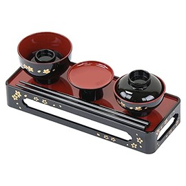 [Butsugawa Buddhist Altar] Abbreviated Goryo Gozen, Black, Vermilion, Makie, Cherry Blossom, 6.5, Buddhist Altar, Serving Service, Meal, Bowl, Obon Festival, Higan, Memorial Service,