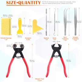 Rustark 9 Pcs Mosaic Tile Nippers Kit High Hardness 1 Piece Wheeled Glass Nippers and 1Piece Cutting Nippers Come with 7 Pcs Mosaic Tool for Handmade Artcraft and Home Decorations