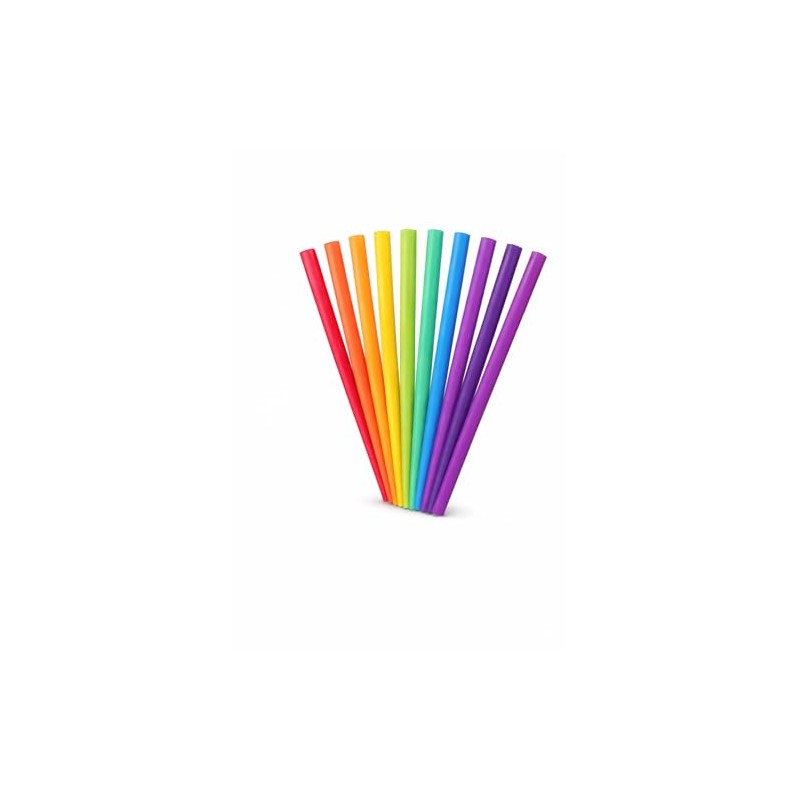 100-Pack Extra Long Wide Straight Straws – 8 Vibrant Colours