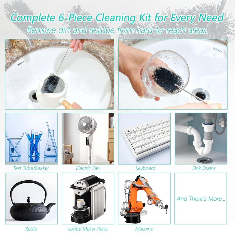 6 Pcs Straw Cleaner Brush Set, 12 Inch Long Pipe