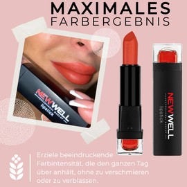 NEW WELL Matte Lipstick, Colour-Intensive, Comfortable to Use, Lasts 24 Hours, Waterproof, Various Shades (01)