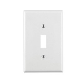 Leviton 1-Gang Toggle Device Switch Wallplate, Midway Size, Thermoset, Device Mount, 80501-W, White