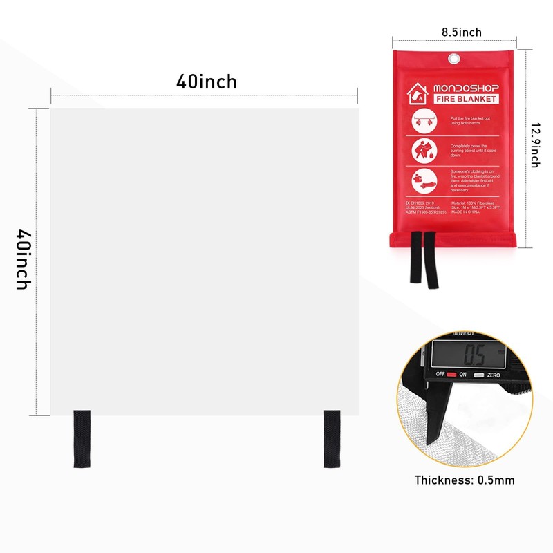 Mondoshop Fire Blankets Emergency for Kitchen Home - Emergency Fire