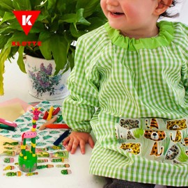 Klotzz children's painting apron for kindergarten. Checked Craft Coat Baby - boys. - fuchsia