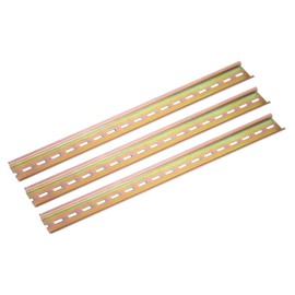 MECCANIXITY 3 Pcs DIN Rail Slotted Iron Mounting Guide 14"(350mm) Long 35mm Wide 6.5mm High Bronze Tone