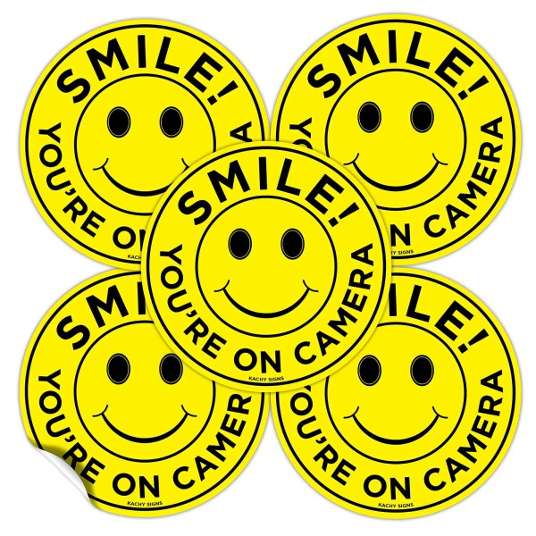 Kachy Signs (Set of 5) Smile You're On Camera Stickers