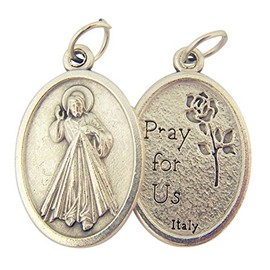 Catholic Patron Saint Medals Silver Toned Base, 1 Inch, Set of 2, Silver