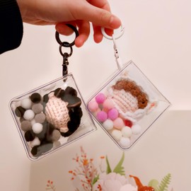 2 PCS Square Keychain Pouch Ita Bag Accessories Clear Display Case for Figures Bag Charms Small Pendant