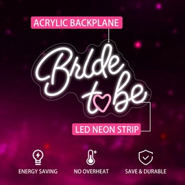 Bride to be Neon Sign, White LED Neon Light Signs USB Wedding Light Signs for Bridal Shower Bachelorette Engagement Party Backdrop