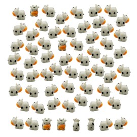 DoubleWood Mini Cow Figurines Set, 60 Pieces, Resin Mini Animals Decorations for Fairy Gardens and Miniature Landscapes (60, White)