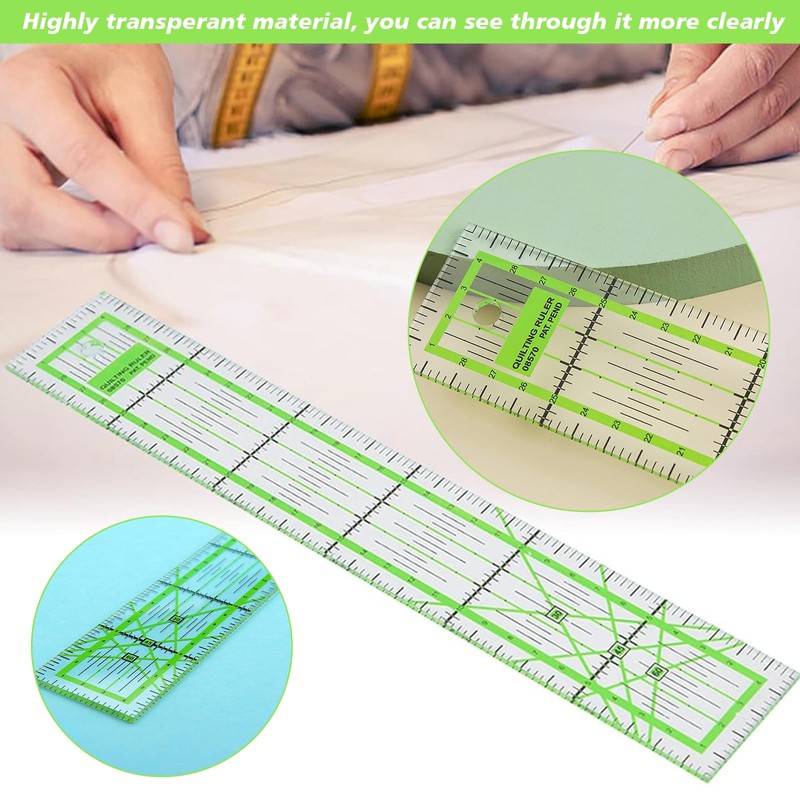 2PCS Quilting Ruler Patchwork Ruler 5x30cm, Acrylic Sewing Rule for