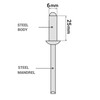 SKIR'CO (Pack of 40) Blind Rivets Galvanised Steel 6.0 x