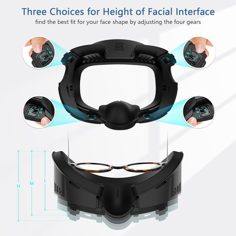 AMVR Quest 3 Compatible Face Cushion, Interface Bracket, Replacement PU