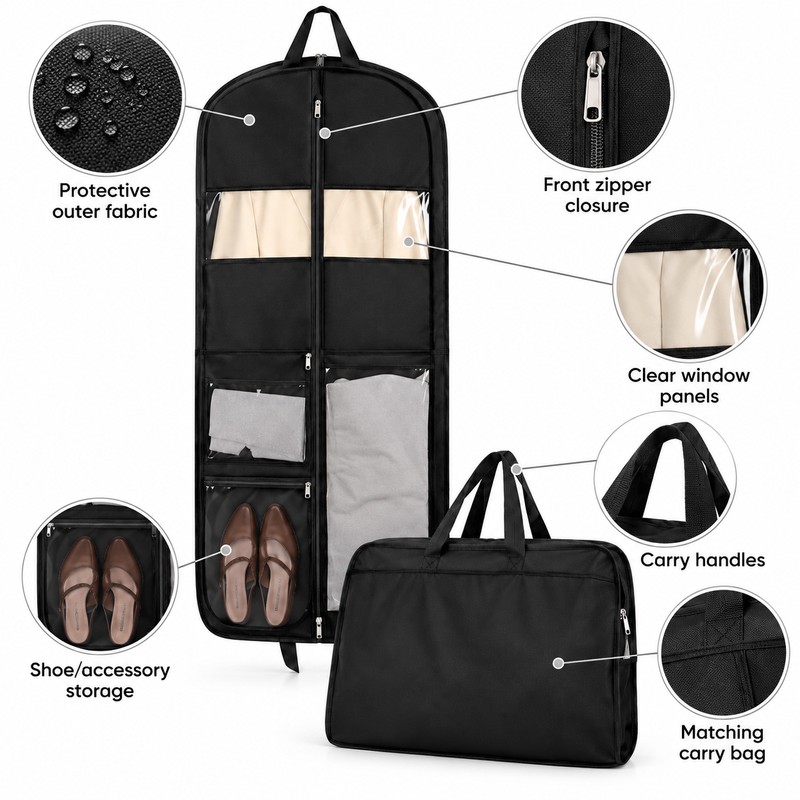 Reusable Hanging Garment Bags – Waterproof Dustproof Zippered Clothes Covers
