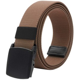 Elastic Belt for Men, Stretch Canvas Belt with YKK Plastic Buckle, Breathable Waist Belt for Work Outdoor Cycling Hiking, Adjustable for Pants Size Below 46inches[53"Long1.5"Wide] (Brown)