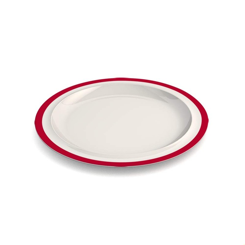 Ornamin plate flat, Ø 22 cm rim red, melamine |