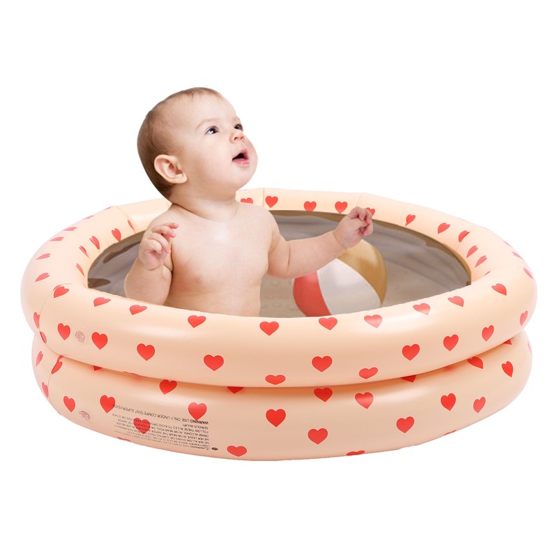 Round Inflatable Swimming Pool Vintage Heart Pattern Thicken Kids Paddling