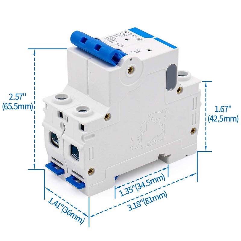 Baomain Miniature Circuit Breaker 2-Pole 40A NXB-63 DZ47-63 C40 400VAC,