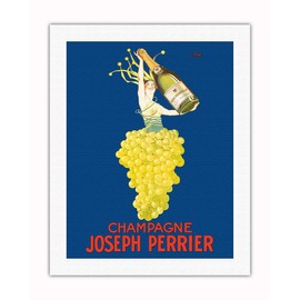 Champagne Joseph Perrier - French Woman Emerging from Chardonnay Grapes - Vintage Advertising Poster by J. Stall c.1926 - Fine Art Rolled Canvas Print 20in x 26in
