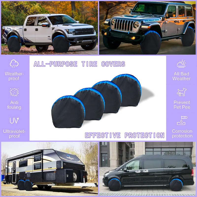MORNYRAY Tire Covers 4 Pack,Waterproof Anti-UV Snow Sun Rain Tire