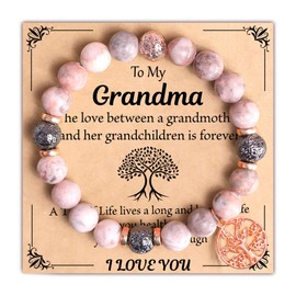 Parma77 Tree of Life Bracelet Gifts for Grandma Mimi Nana, Natural Stone Bracelet Grandma Gifts, Nana Mimi Grandma Christmas Gifts (A-Grandma-Pink)