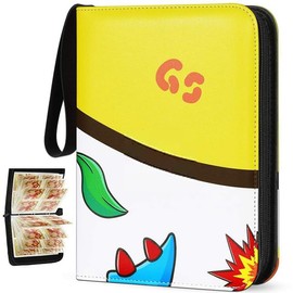 Card Binder, 4-Pocket Sleeves with 440 Cards Holder, Trading Card Binder Waterproof, Card Binder Corrugated Lining,Sports Cards Binder, Transparent Card Collection Binder (yellow)