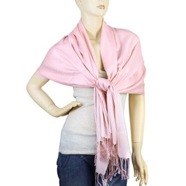 Falari Women's Solid Color Pashmina Shawl Wrap Scarf 80" X 27" Pink