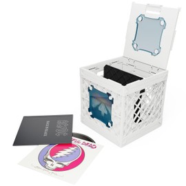 UbeCube CrateVinyl - Vinyl Record Storage Crate Modular Storage Cube for LP Albums with Divider and 2 Clear Panels (White crate - Blue tint panels)