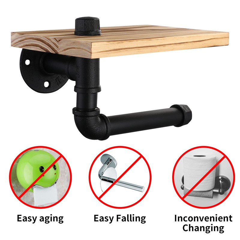 Livabber Industrial Pipe Toilet Paper Holder - Vintage Style DIY
