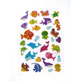 Sea Life Stickers - Fish Dolphins Octopus etc - Kids / Childrens Labels for party bags , scrap books , card making or notebook decoration
