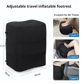 Airplane Footrest,2 Pcs Inflatable Foot Rest for Kids, Adjustable Height Travel Pillow On Airplanes, Cars, Office, Toddler Airplane Travel Essentials (Black)
